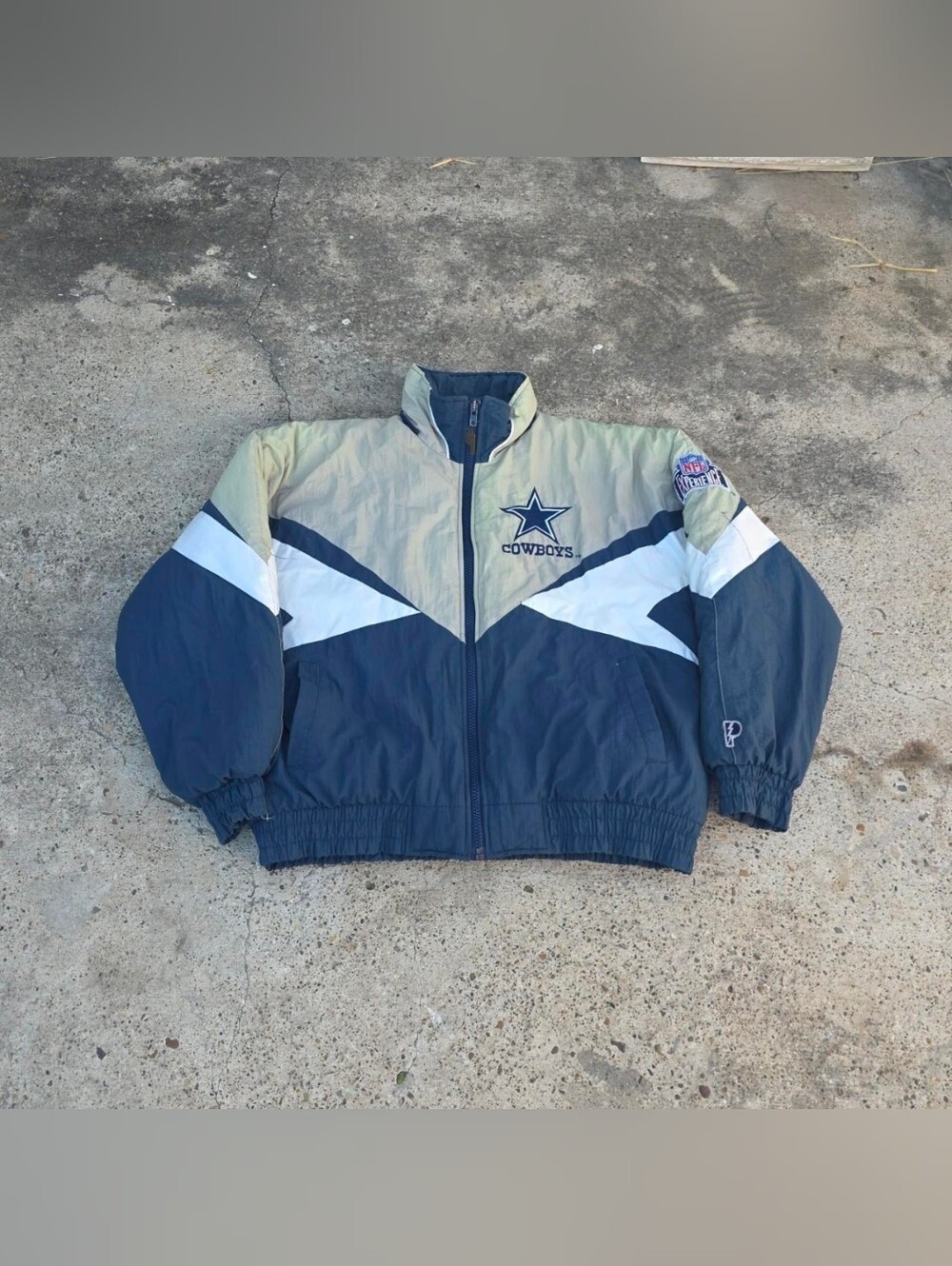 Vintage 90s Dallas Cowboys Puffer Jacket Pro Player Size Medium Blue NFL Footbal